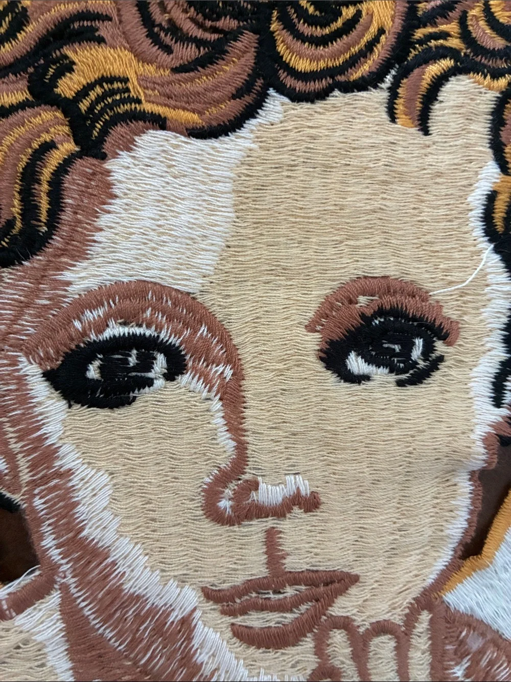 Cherub Angel Patch with Crown - Blue & Gold Embroidery
